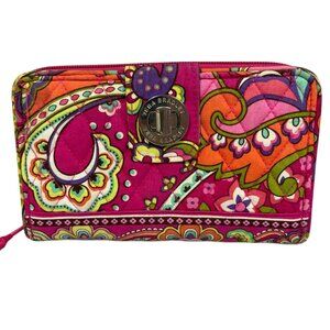 Vera Bradley Women's Cotton RFID Turnlock Wallet - Pink Swirls